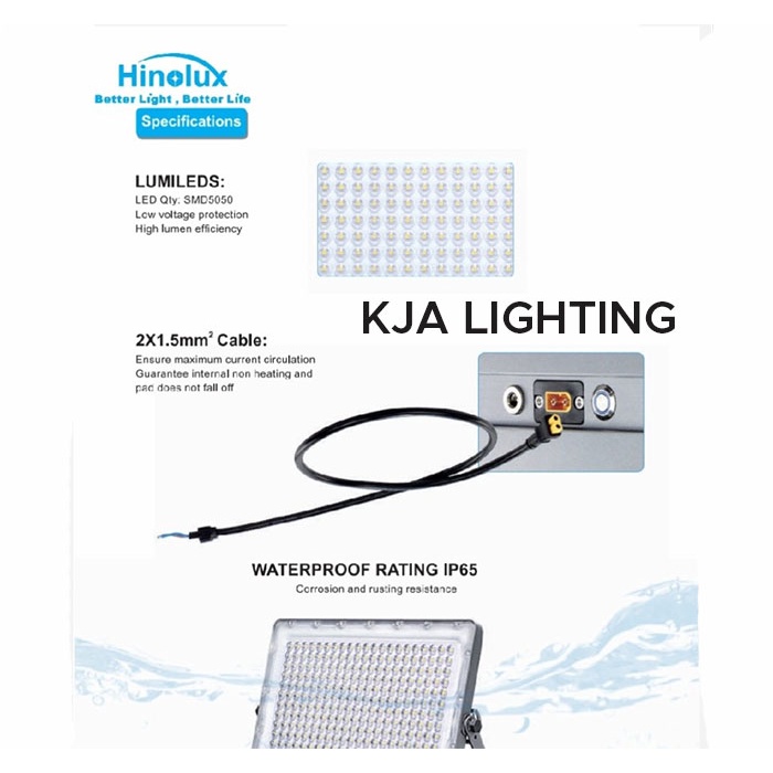 LAMPU KAP SOROT LED HINOLUX 200 W + BATERAI HL-5000 FLOOD LIGHT IP65