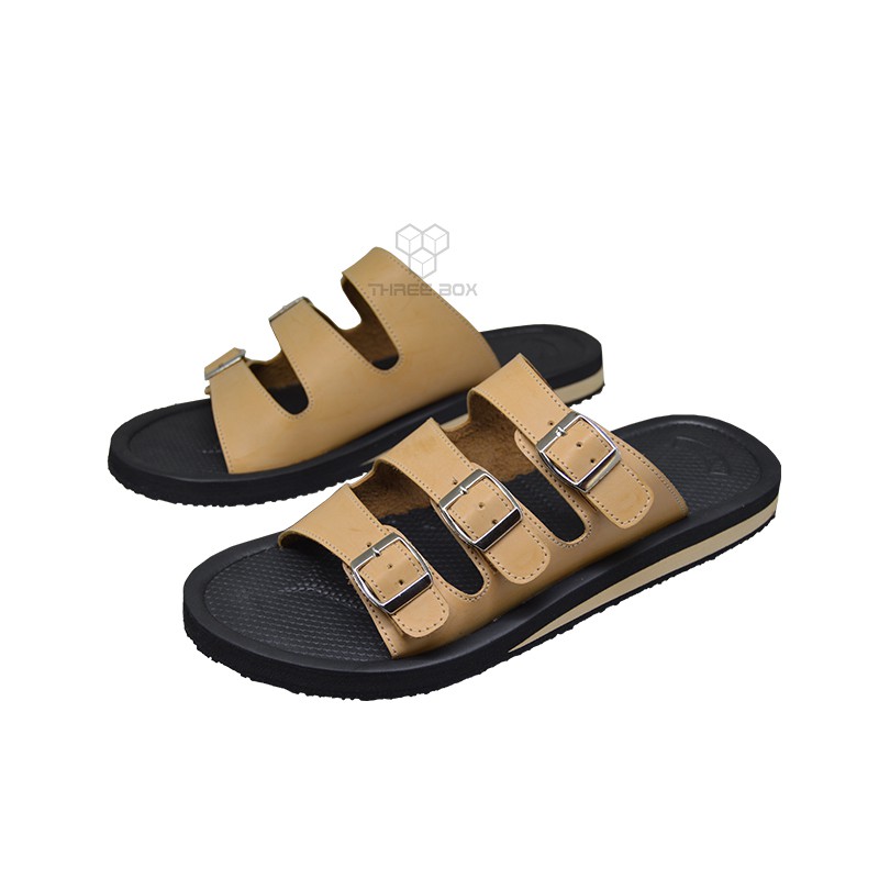 THREE BOX - Sandal Selop Orion Casual Ringan Unisex BeigeBlack ORIGINAL