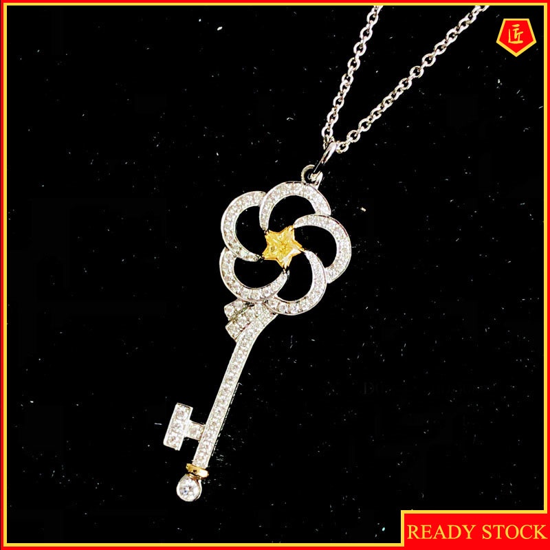 [Ready Stock]Yellow Diamond Key Pendant Necklace Valentine's Day Gift Special-Interest Design