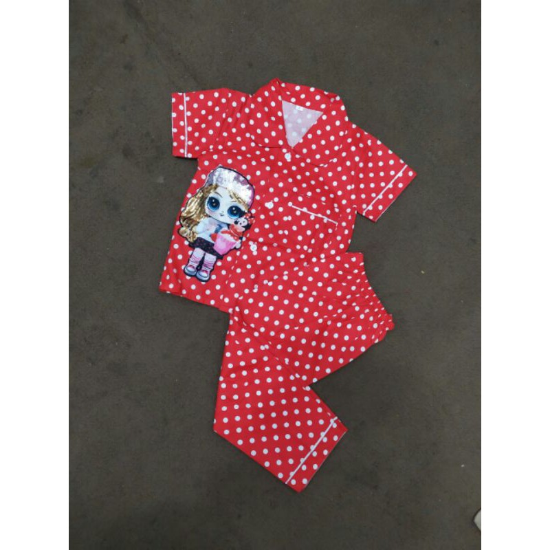 Piyama Anak/Baju Tidur LED Karater LOL untuk 1-5 Thn