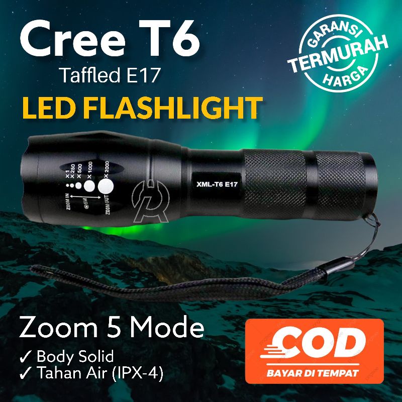TERMURAH Senter LED E17 Cree XM-L T6 Camping Flashlight Tactical