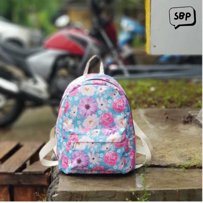 Tas Ransel Mini Motif Print Lucu Punggung Bahu Vintage Remaja Anak Sekolah Kuliah Kerja Waterproof Multifungsi Cewek Wanita Terbaru