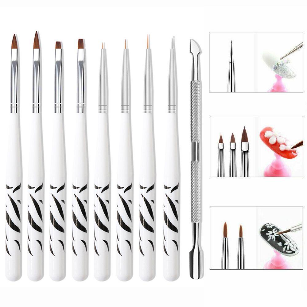 Preva 9Pcs/set Nail Art Brushes DIY Ukiran Nail Art Alat Dicat Pen Gel Extension Pen Manicure Gel Brush