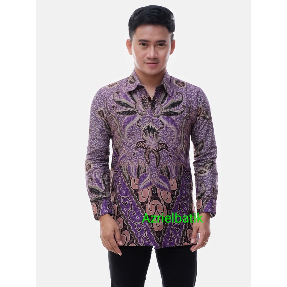 NEW ARRIVAL DISTRO BATIK PRIA BORDIR SOGAN HRB026 BATIKAF-kmj piramid ungu