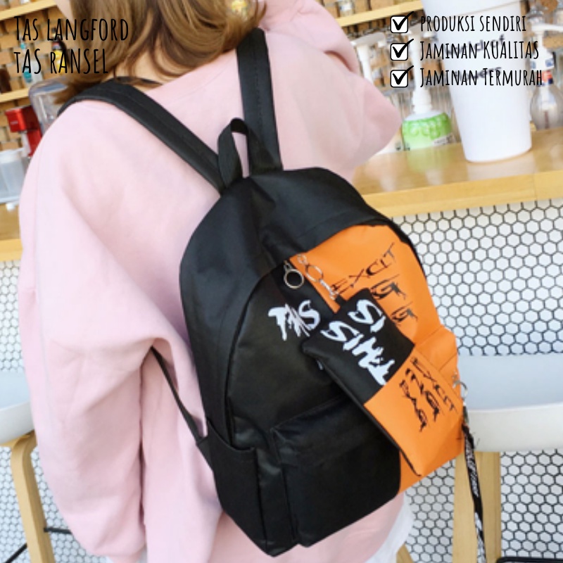 Tas Ransel Wanita - Tas Sekolah Kerja Kuliah Multifungsi Stylish Backpack Punggung Bahu Model Terbaru Bagus Kekinian Termurah Kualitas Premium Simple Elegan Casual Import Lokal Original Korea Unisex Remaja Dewasa Perempuan Cewek