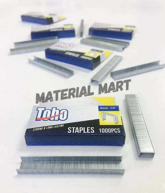 Isi Staples Gun Toho 6 mm Ori | Refill Air Stapler Nailer | Steples 1/4&quot; | Material Mart