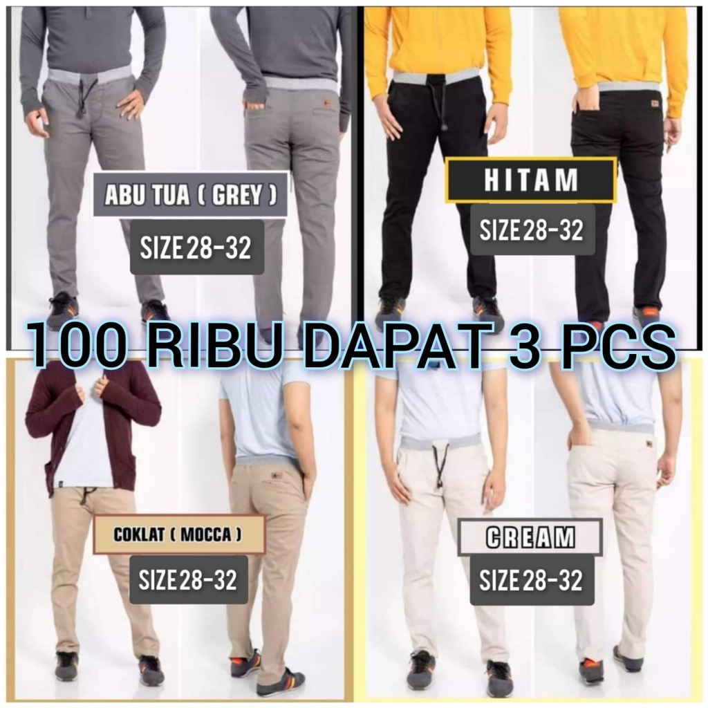 PALING MURAH 100 RIBU DAPAT 3 PCS / CELANA CHINO PANJANG PRIA / CELANA PANJANG PRIA TERBARU / CELANA COWO / CELANA CHINO / CELANA CHINO PANJANG PRIA DEWASA / CHINOS PANJANG / CHINOS PANJANG MURAH / CELANA CHINOS ORI / CELANA PANJANG DISTRO