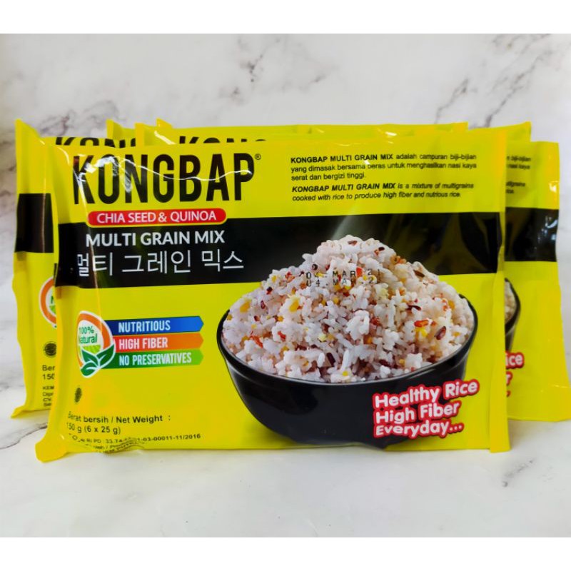 

Kongbap Multi Grain Mix Chia Seed & Quinoa 150g ( 6×25g ) Kongbab Chia Seed & Quinoa 150g