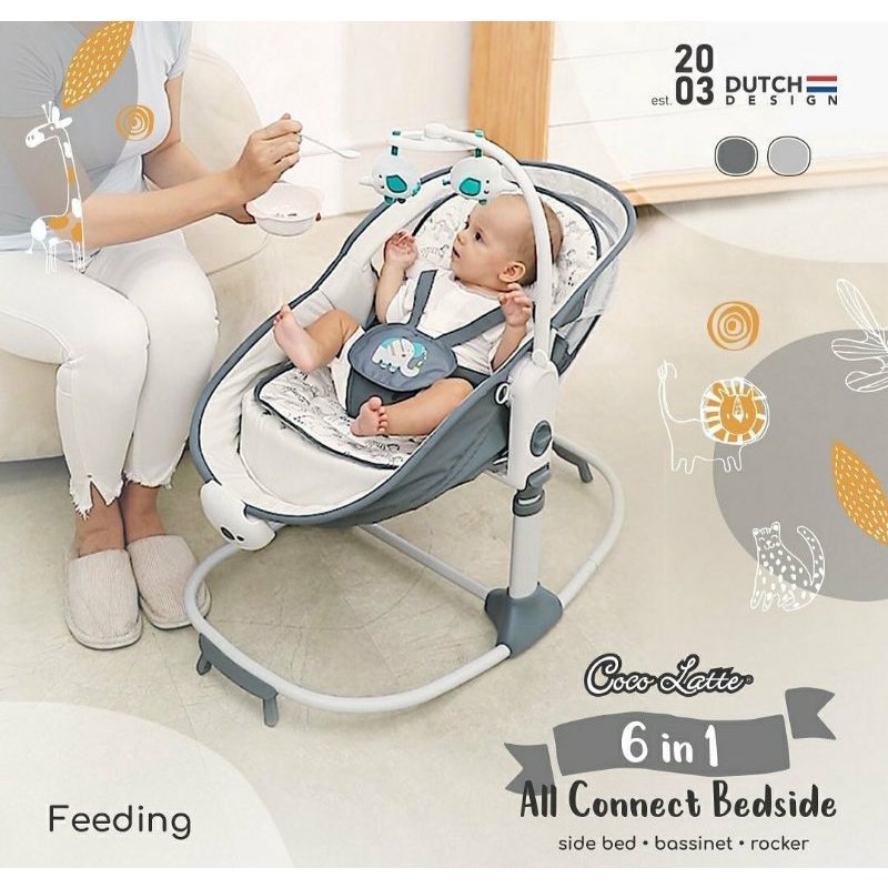 Ayunan Bayi Cocolatte 6 in 1 All Connect Bedside Side Bed Bassinet Rocker