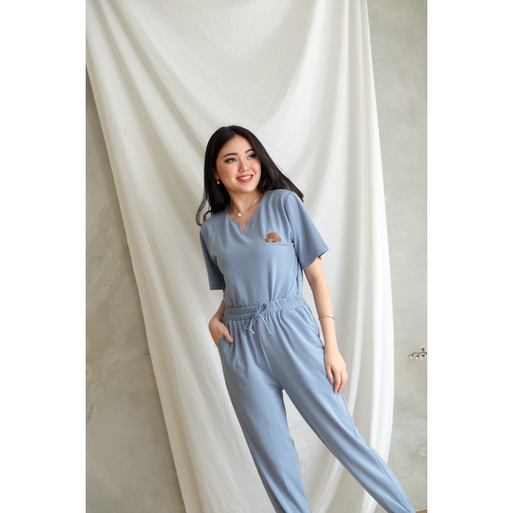 Furry Set Pakaian Wanita ( poodle, corgi & polos )-Dusty blue