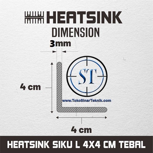 Heatsink Cooling Cooler Pendingin Heat Sink L Bentuk Siku 90 Derajat Ukuran 4cm x 4cm x 15cm LED Power Aktif Ampli Box Speaker Tebal 3mm