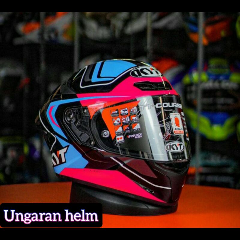 KYT TT COURSE OVERTECH BLACK FUXIA PINK