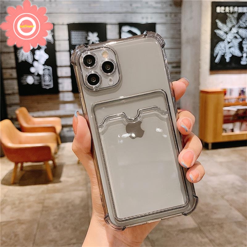 Soft Case Tpu Bening Shockproof Holder Kartu Untuk Realme C15 C12 C20 C20A C21Y C25Y C11 2021 C25 C25S Realme Narzo 20 30a