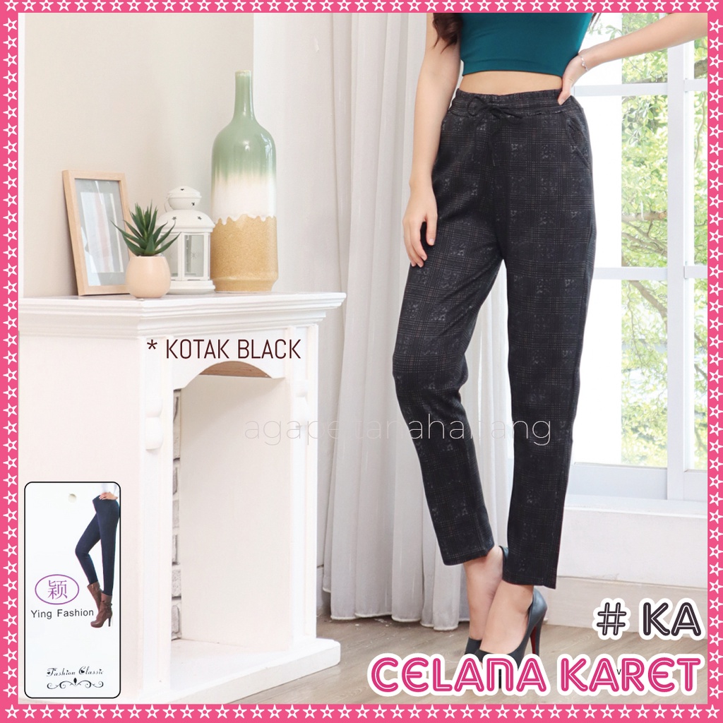 Celana DOTY *Kotak Black* / celana bahan BAGGY / celana kotak import