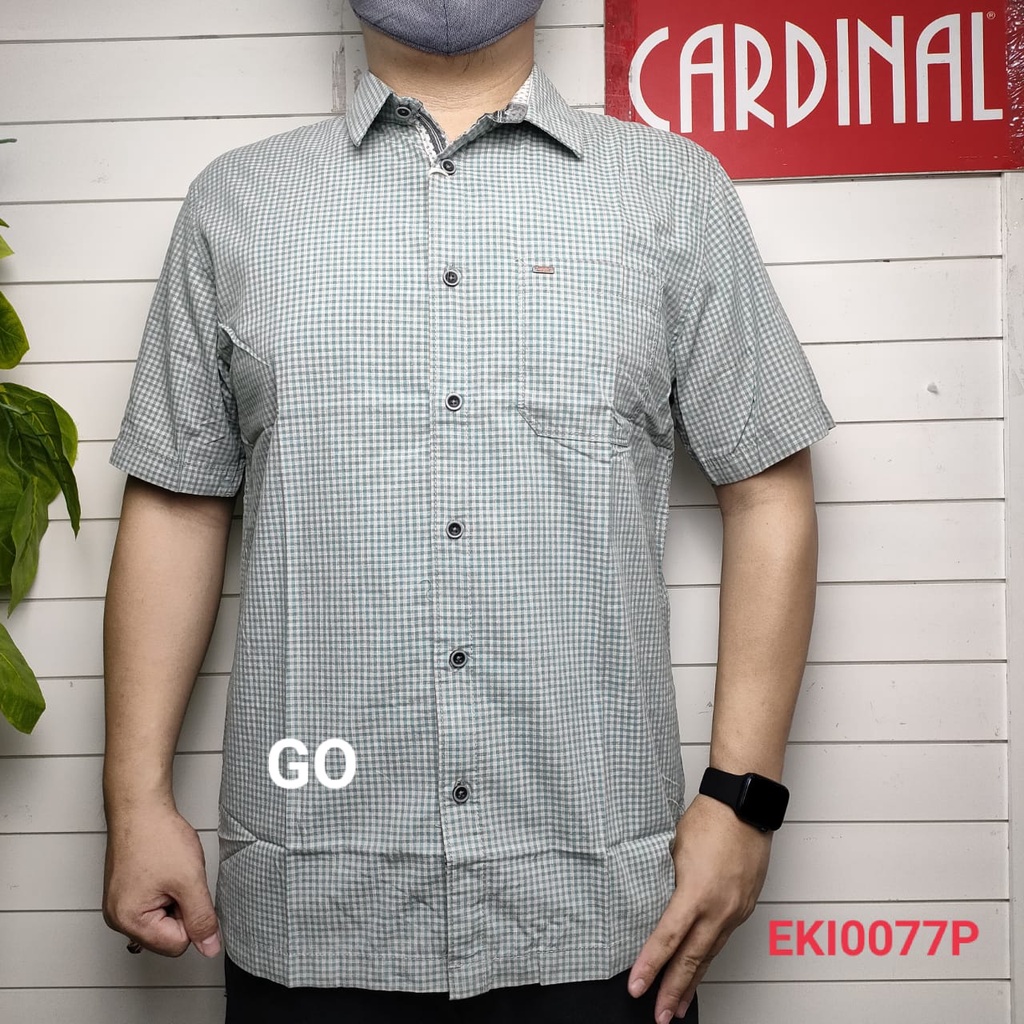 gof KRQ CARDINAL KEMEJA REGULAR FIT Pria Pakaian Atasan Lengan Pendek Pria Dewasa Distro Original