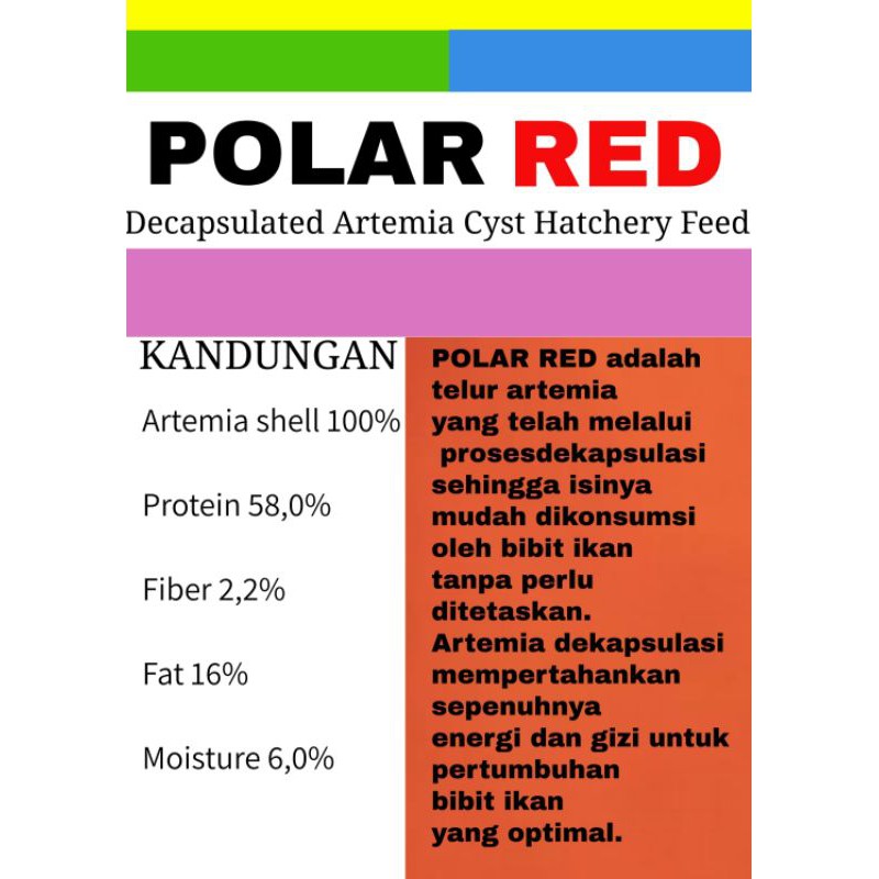 Artemia POLAR RED 20 Gram pakan burayak cupang instan tanpa cangkang