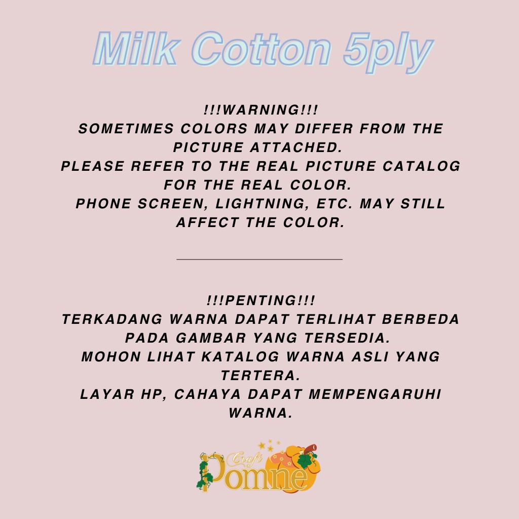 MURAH MERIAH NEW!! (01-46) BENANG RAJUT KATUN SUSU MILK COTTON 5 PLY CHUNKY MERK SAPI MADE IN CHINA PART 1