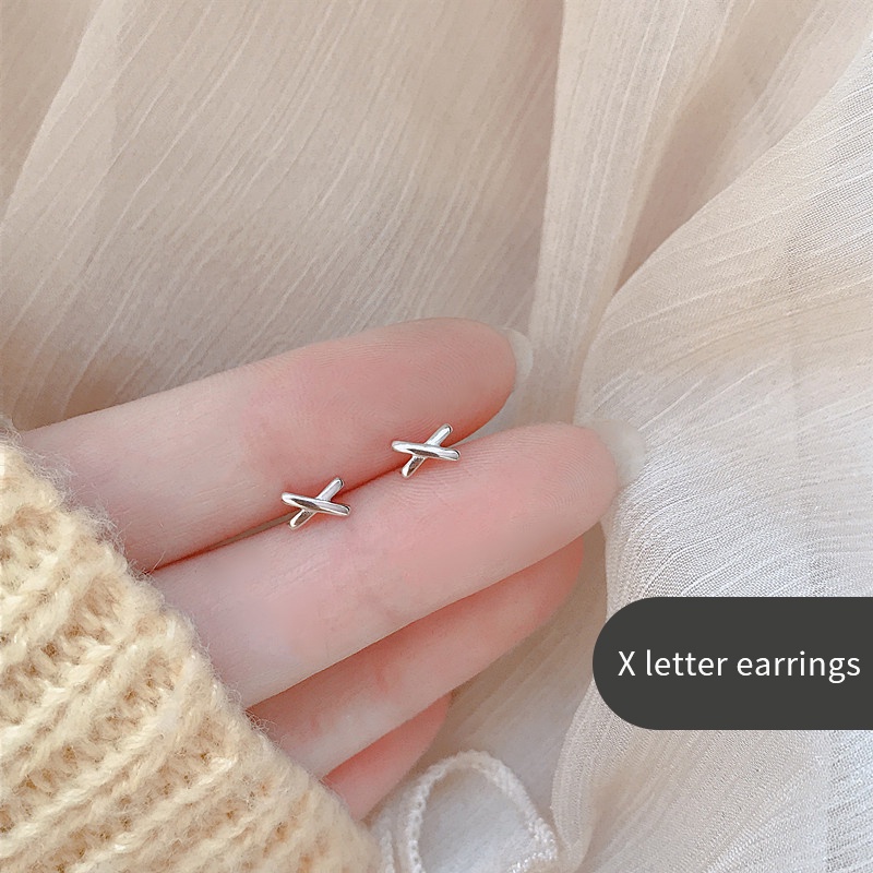 925 Anting Perak Asli Anting Korea Mini Kecil Kupu Zirkon Halus Mahkota Kecil-X