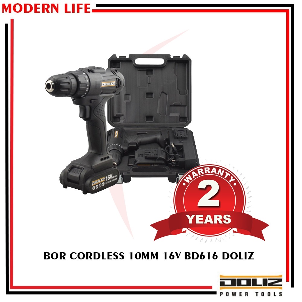 BOR TANGAN Electric Drill Bor Cordless Drill Battere 16V DOLIZ BD616  / BOR BATRE / BOR BATERAI