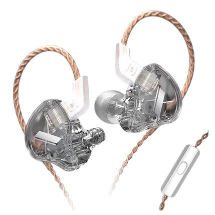 KZ EDX Earphones Dynamic HIFI Bass Earbuds Stage IEM WITH MICROPHONE-TRANSPARAN GREY