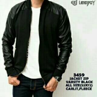 JOSS Jaket Murah Grosir Bomber Alan Kulit Pria Parka Black 