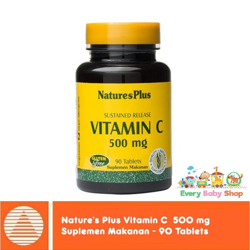 BPOM Nature's Plus VITAMIN C 500mg 90 Tab NaturesPlus Natures Sustained Release 500 mg - Gluten Free