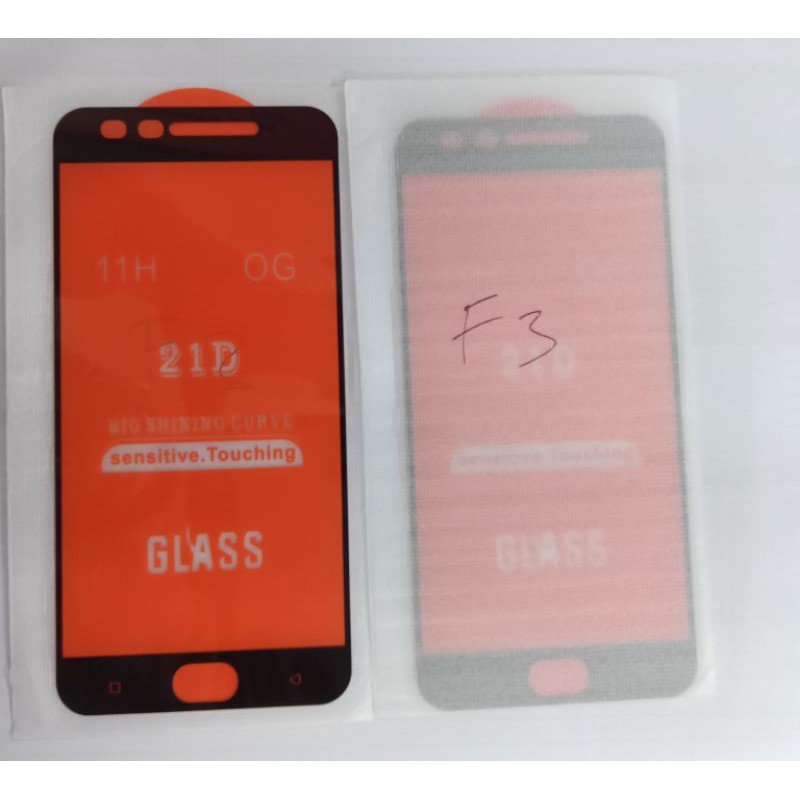 Temperd Glass Kaca Fullem Full Layar Full Screen OPPO F3