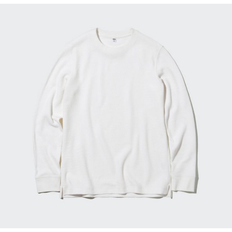 Uniqlo Men T-Shirt Waffle Crew Neck Lengan Panjang