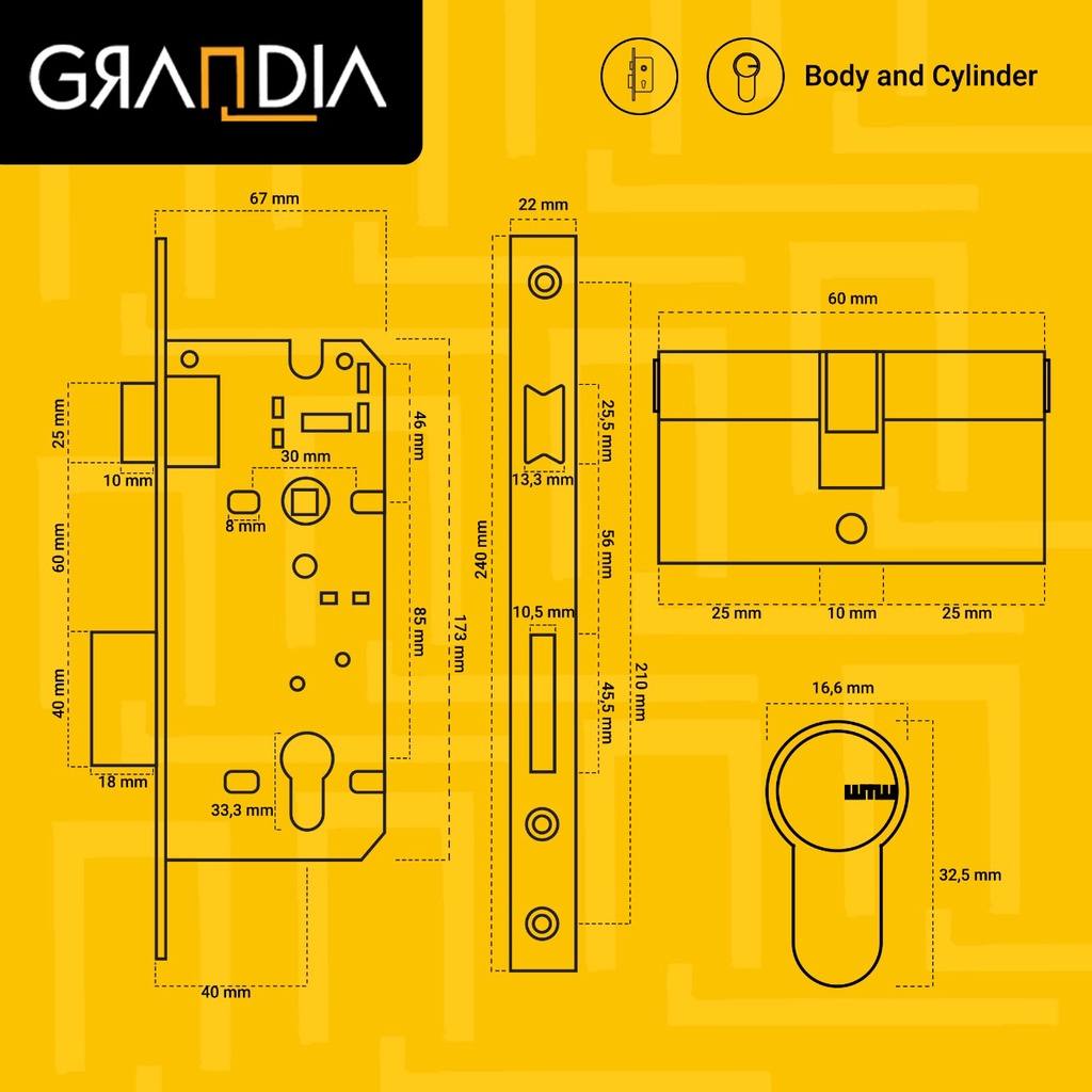 Grandia Gagang Pintu Kayu Set / Door Handle 874