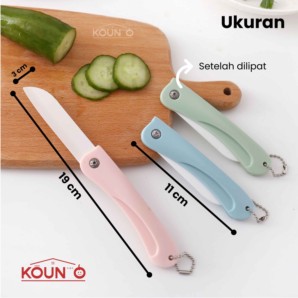 Pisau Dapur Lipat Pisau Travel Keramik Potong Memotong Buah Sayur Portable Folding Ceramic Knife