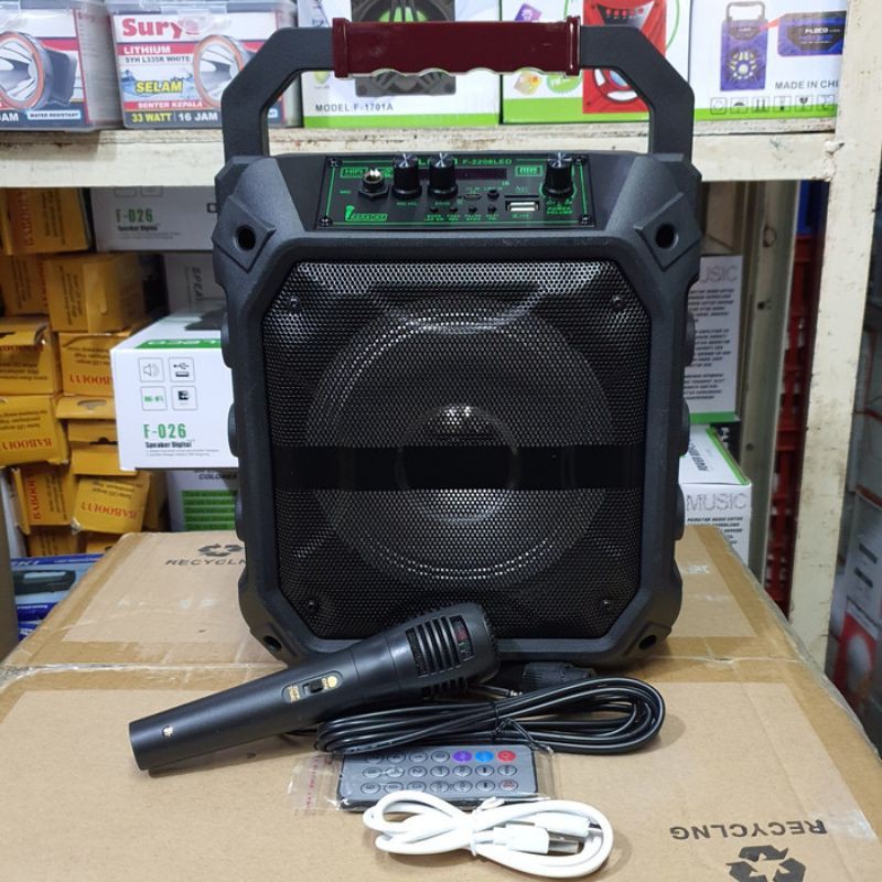 Speaker Bluetooth Fleco F 2208 LED + Bonus Mic