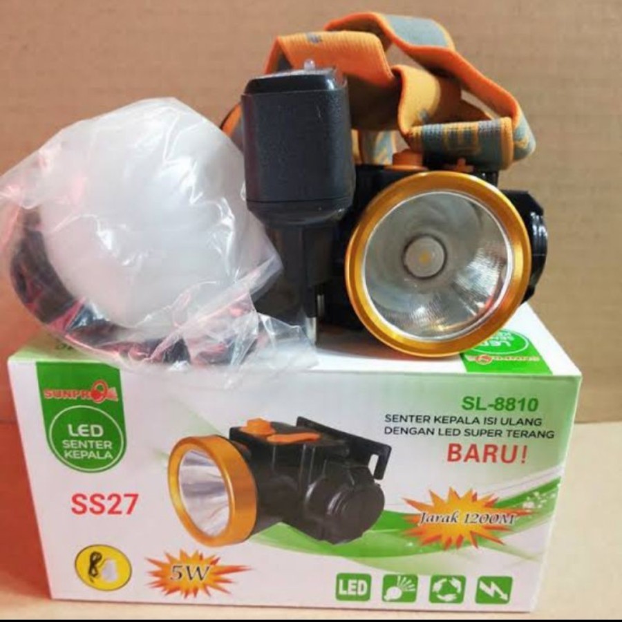 Senter kepala LED Sunpro 5 Watt SL 8810 Senter Cahaya Kuning