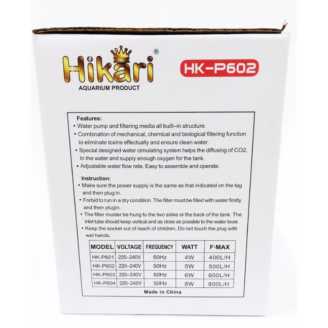 Pompa Aquarium slim hanging filter HIKARI HK P602