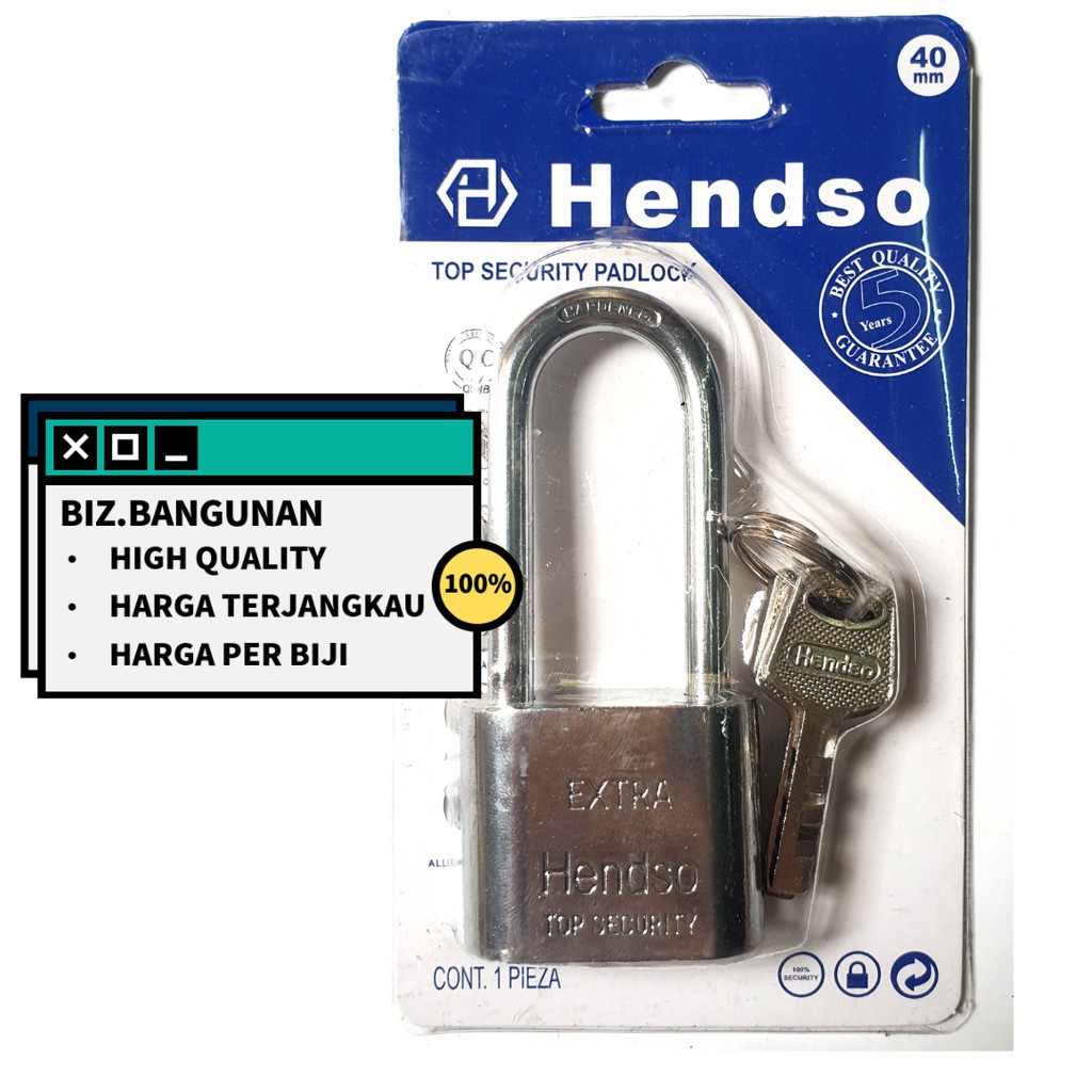 GEMBOK LEHER PANJANG 40MM PUTIH - RUMAH / PAGAR / MOBIL / GUDANG