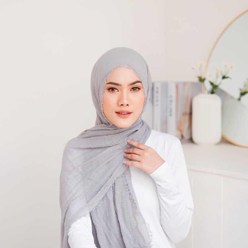Hijab Pashmina Crinkle / Pashmina Kusut-Abu Silver