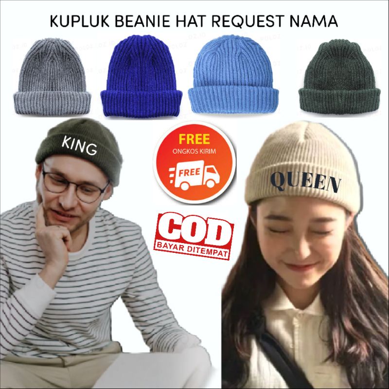 Topi Kupluk Rajut Beanie Hat Short Pria Wanita Dewasa Gratis Bordir Nama