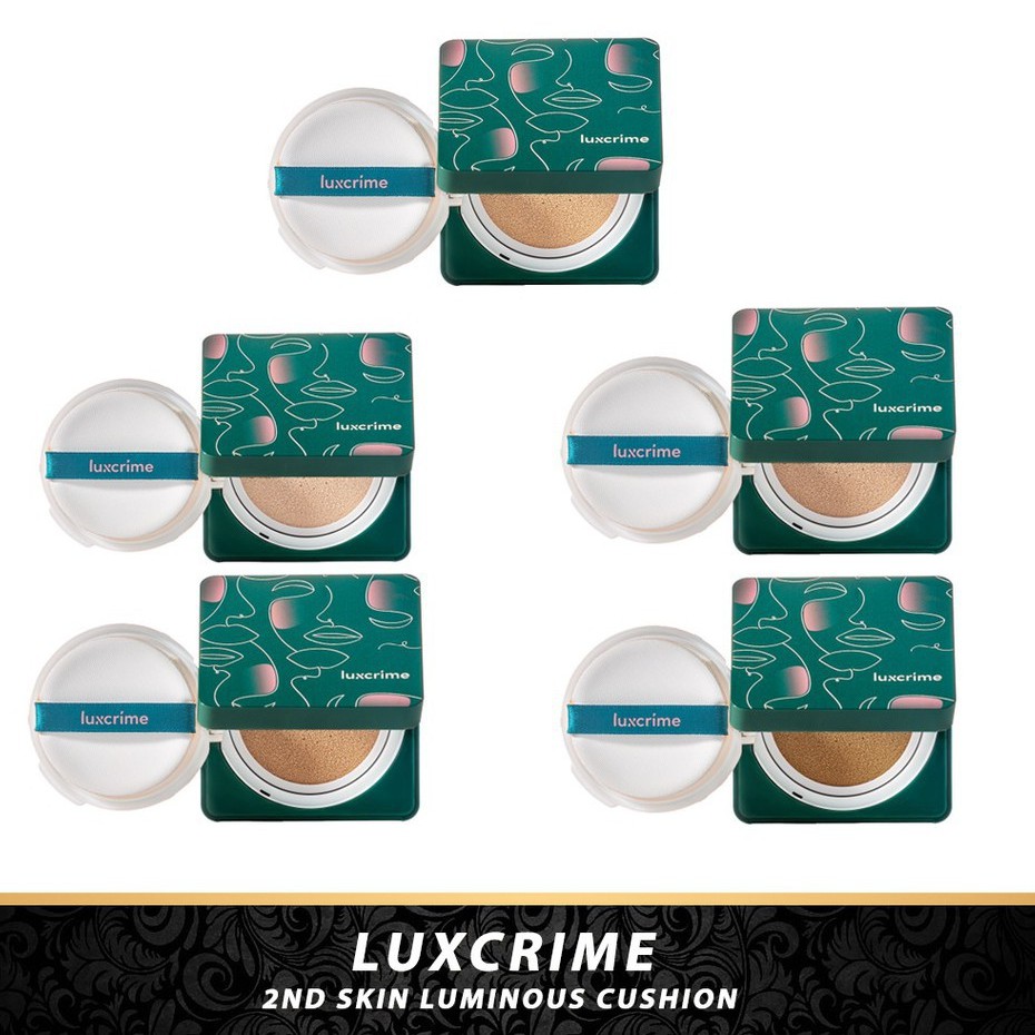 Luxcrime 2nd Skin Luminous Cushion Vanilla Honey Cashew Chestnut Toffee Foundation Powder Bedak Ori