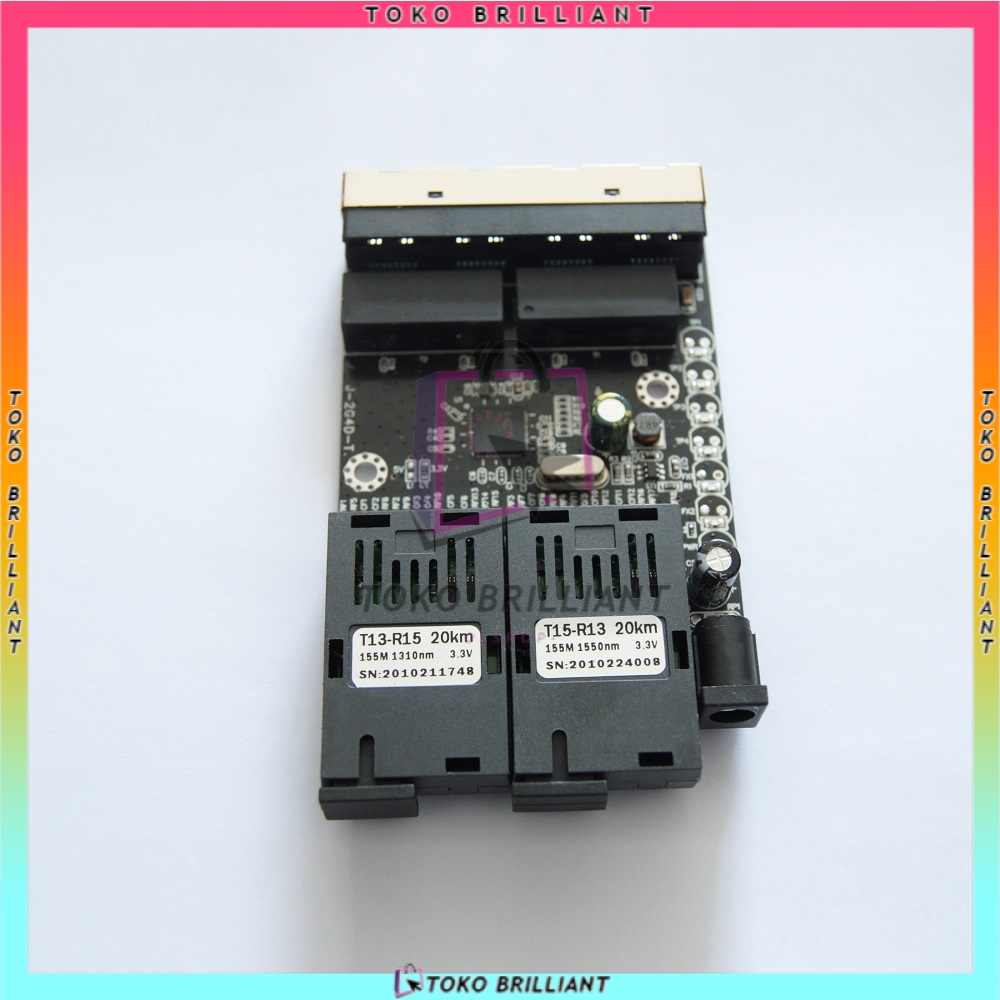 [BISA COD] 10/100Mbps 2 SC 4 RJ45 Ethernet Fiber Switch Single Mode Fiber Port PCB-6