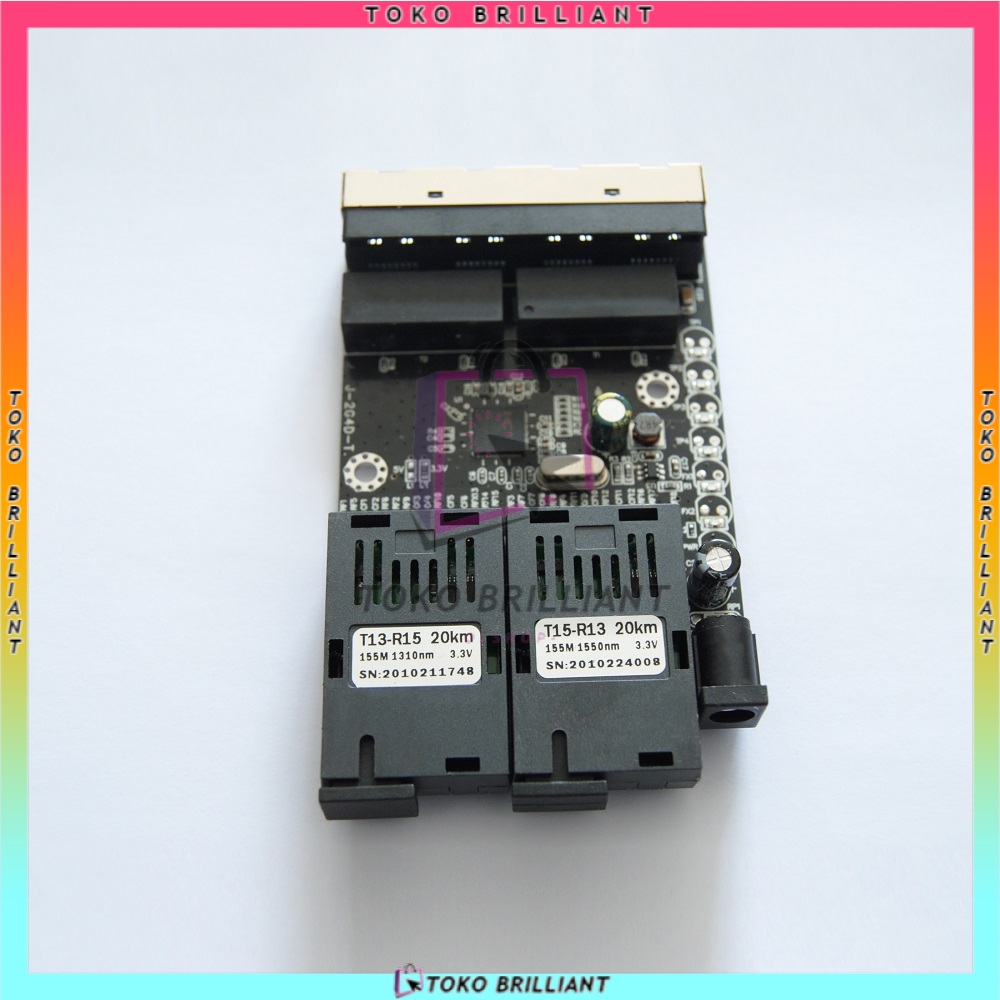 [BISA COD] 10/100Mbps 2 SC 4 RJ45 Ethernet Fiber Switch Single Mode Fiber Port PCB