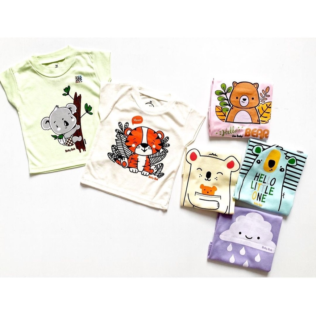 Setelan Jumper Baju Bayi Laki Laki 0 6 bulan Motif Singa Lucu dan Gemesin Bahan Adem-1 Kaos Murah Random