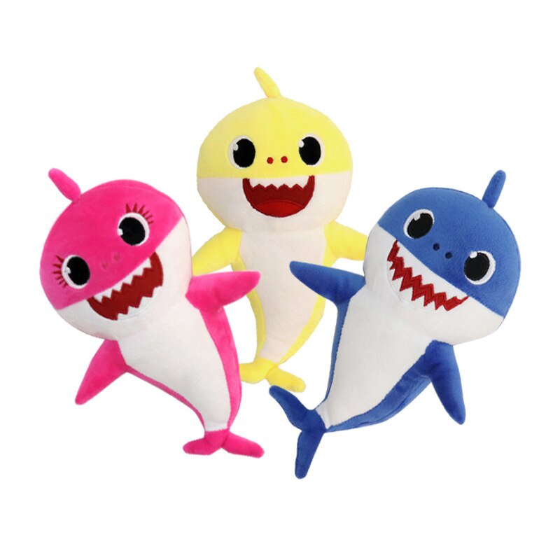 30cm Creative Children Shark English Song Music Lighting Cartoon Baby Plush Doll Music Shark Family Plush Light  Kids Toys