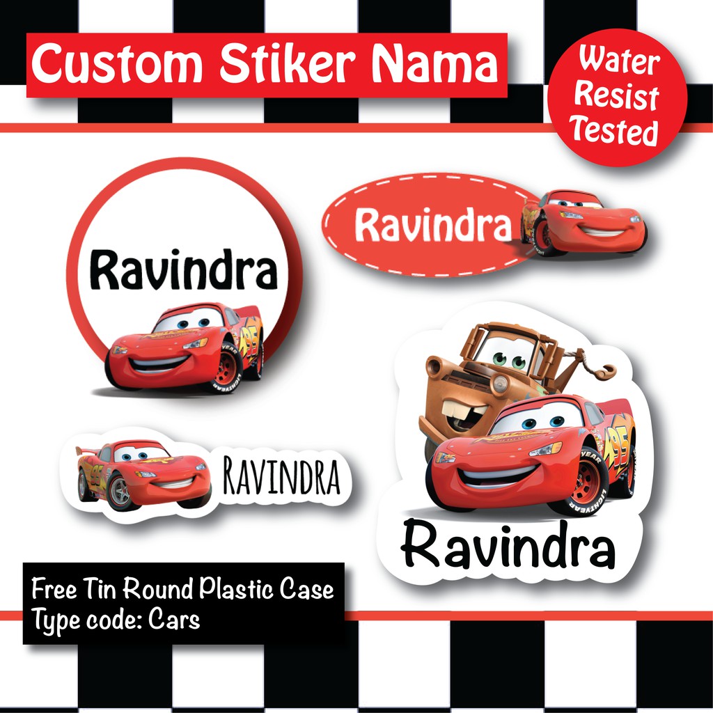 

CUSTOM STIKER NAMA ANTI AIR Variasi CARS - Stiker Vinyl - Label Nama - Stiker Nama Anak