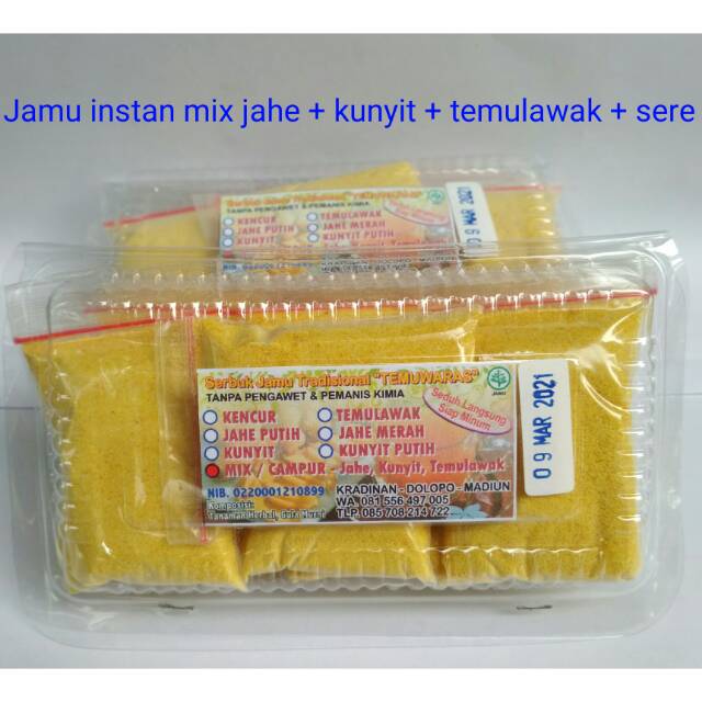 Jamu instan mix campur ( jahe kunyit temulawak sere)