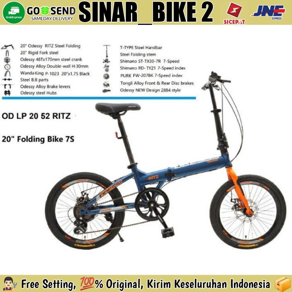 Sepeda Lipat 16 Inch ODESSY 16 52 RITZ SHIMANO ORIGINAL 7 SPEED