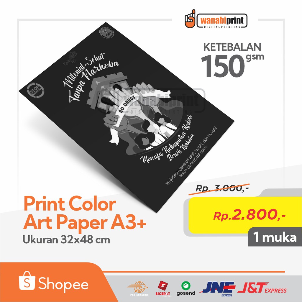 Jual Cetak Kertas Art Paper 150gr Undangan Poster Brosur Flyer