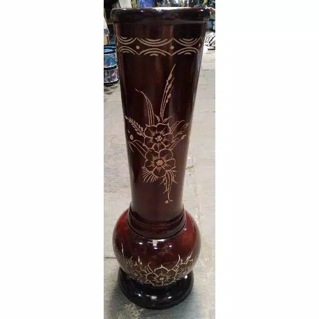 VAS BUNGA KAYU JATI BENTUK PIALA UKURAN BESAR