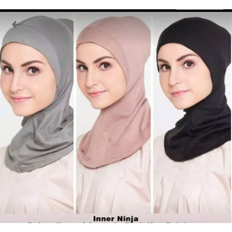 Inner Hijab Ninja / Ciput Ninja Resleting HITAM / Dalaman Inner Ninja Resleting