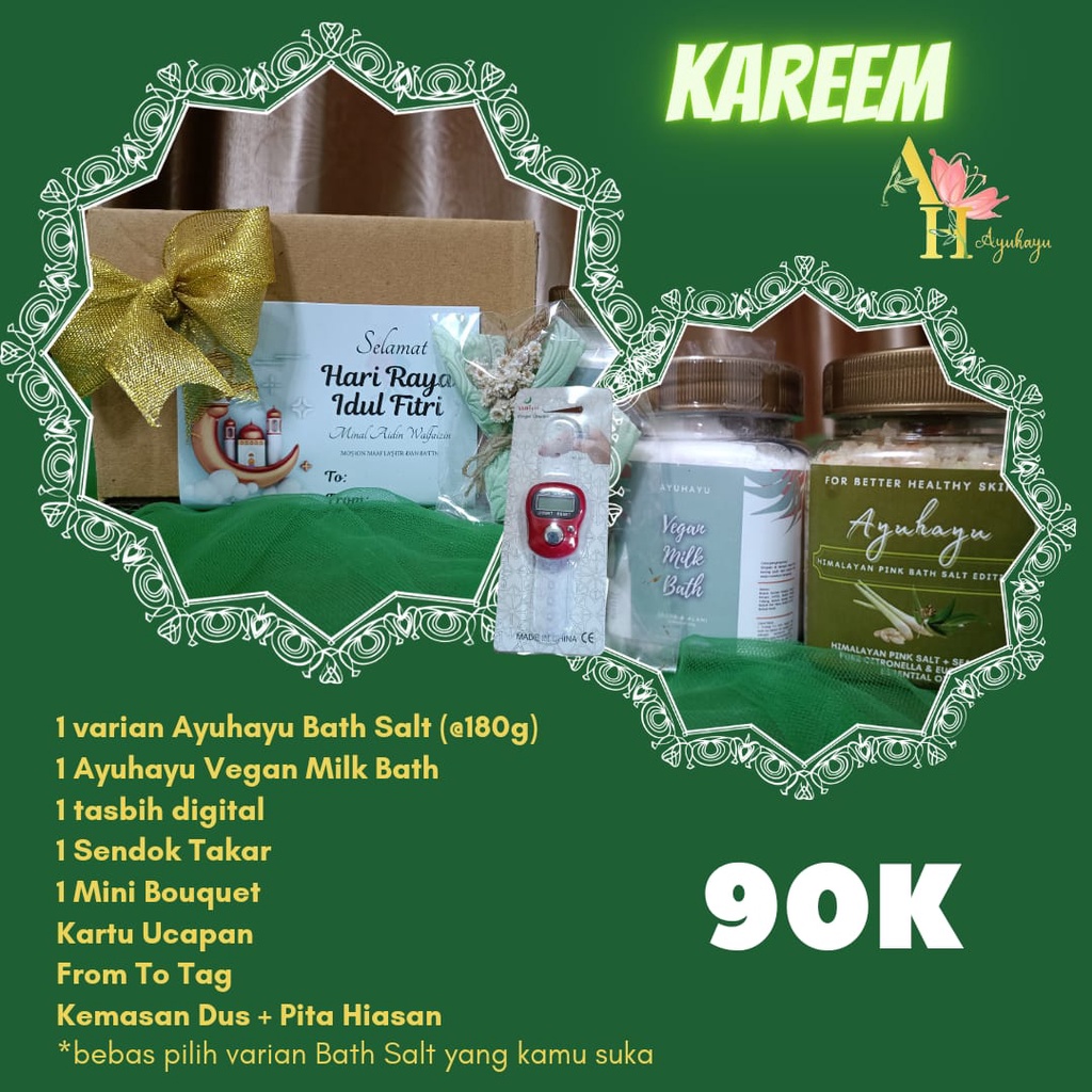 

HAMPERS LEBARAN PARSEL RAMADHAN KADO GIFT SOUVENIR GIFT GARAM RENDAM PREMIUM BATH SALT REMPAH MANDI AYUHAYU