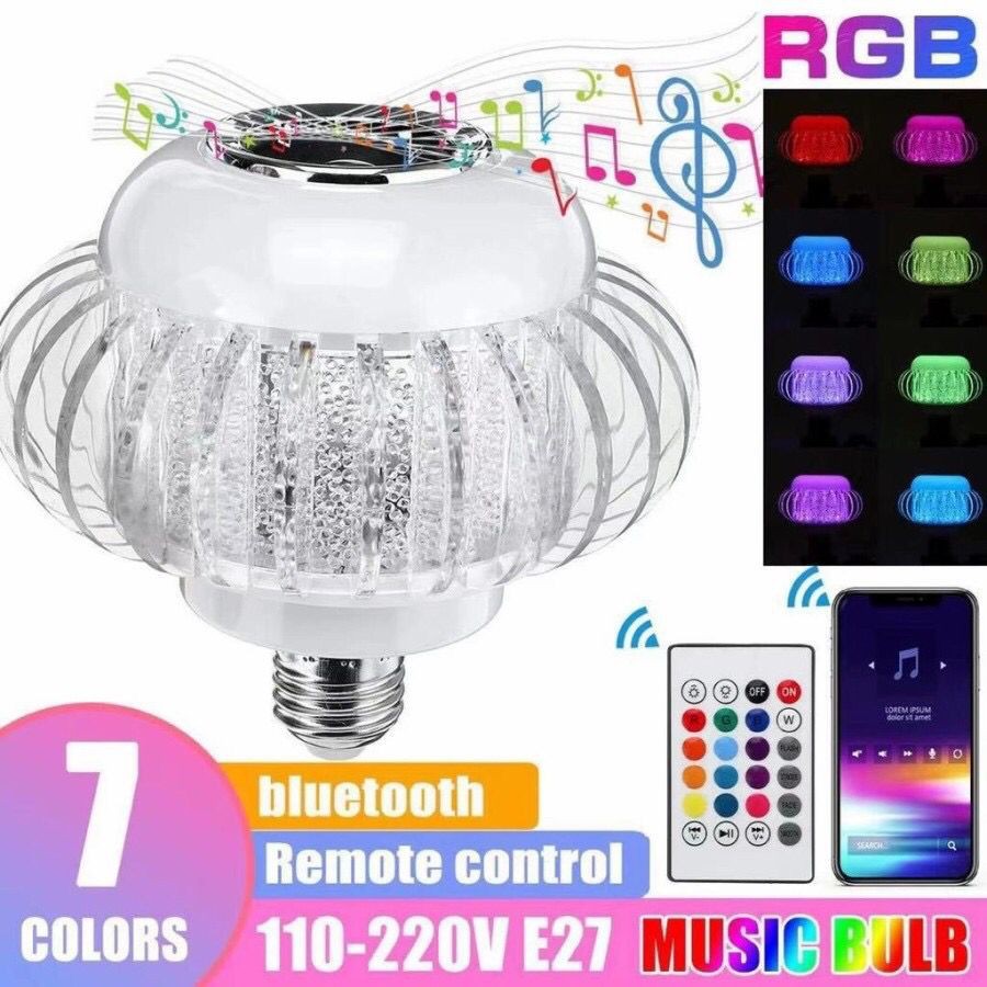 (FO)SPEAKER PORTABLE MUSIC BULB / LAMPU BOHLAM LED E27 5w RGB DENGAN SPEAKER