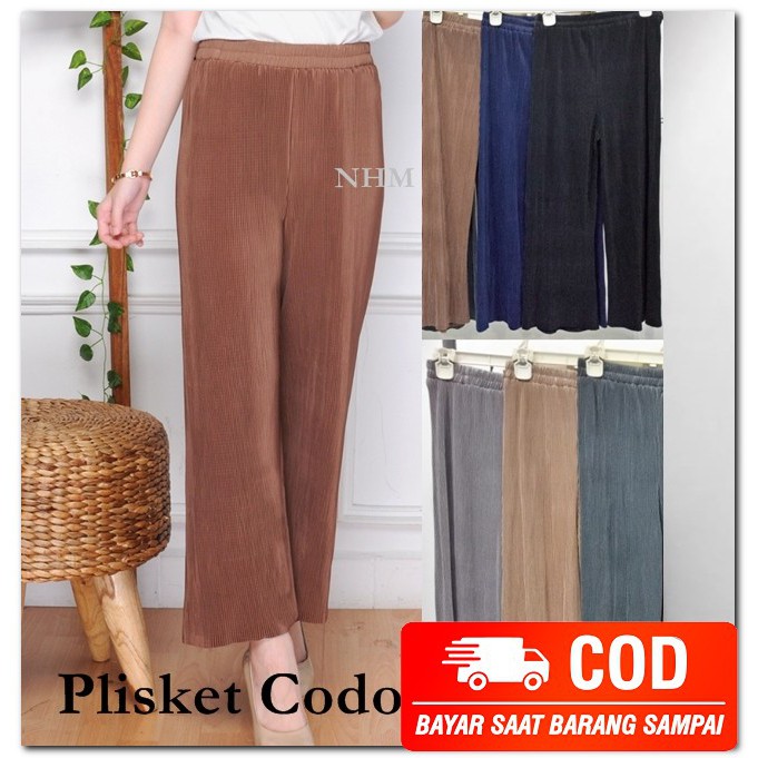 Celana Kain Panjang Wanita Zara Woman Hitam Polos Bahan Katun E S TU941 Celana Kulot Plisket Codor